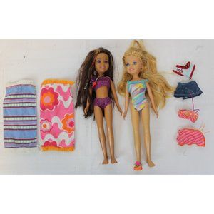 Barbie 3 Wee Friends Splash! Splash! Set Stacie Janet Dolls Swimsuit  Beach Pool